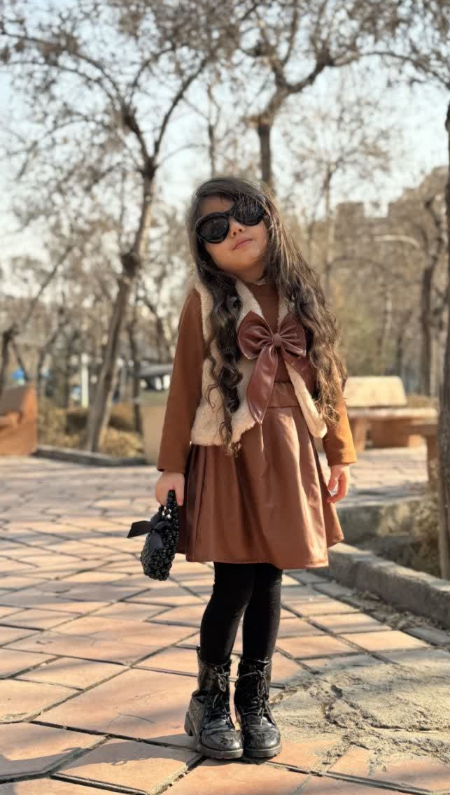 تصویر ست چهار تیکه پنبه فانریپ دامن چرم ژیله خز وارداتی ارغوان 